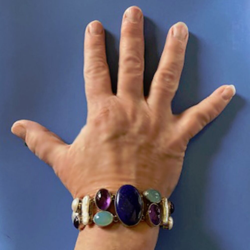 Sterling Silver Statement Bracelet With Semi-Prec… - image 3